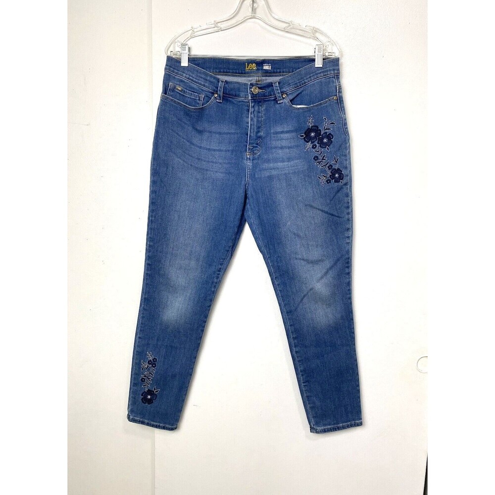 Lee Blue Jeans Women's 32 Sculpting Slim Fit Ankle Jegging Mid Rise Embroidered
